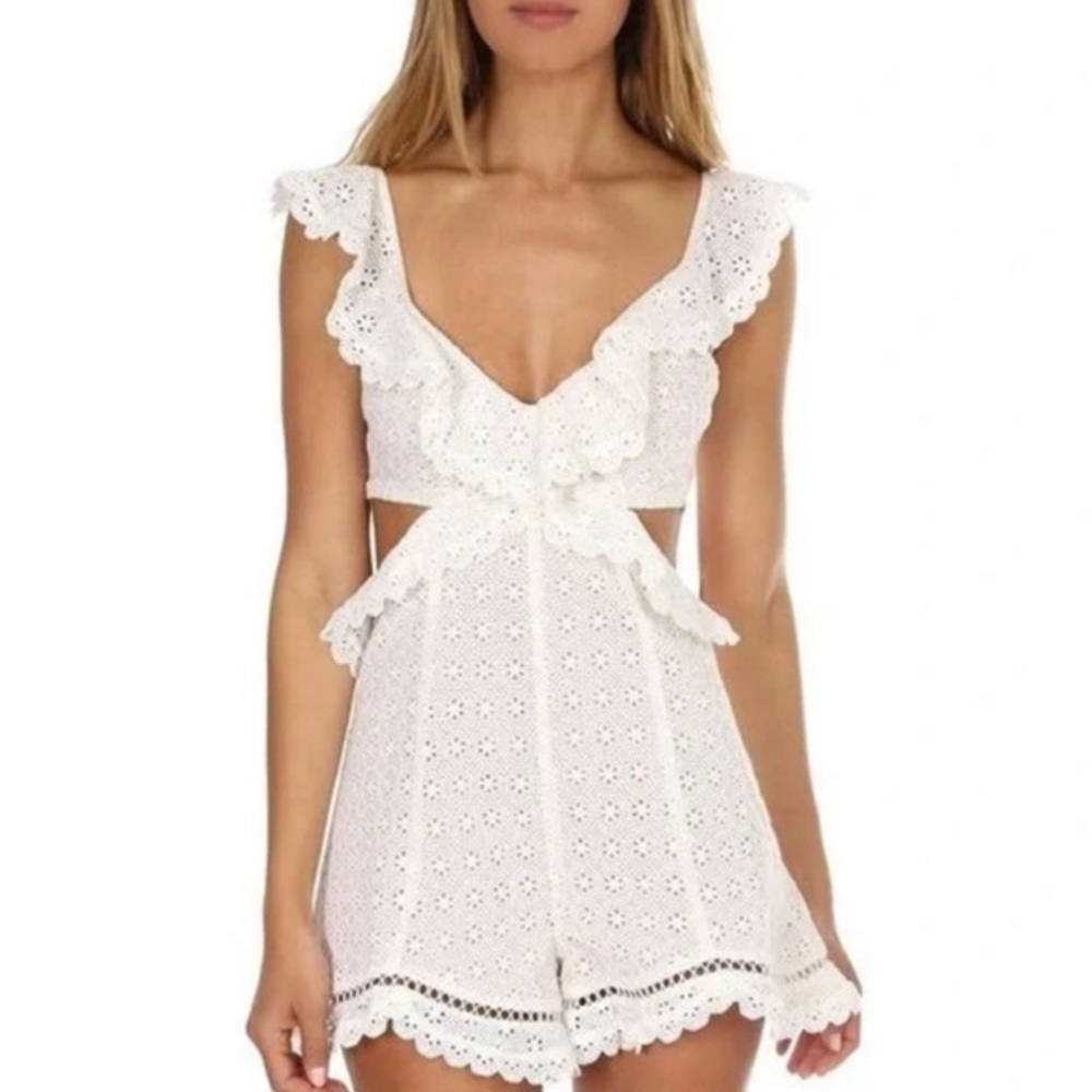 Zimmermann Jasper Honeycomb Romper in Cream Ivory Size 2 or US 8 NWT